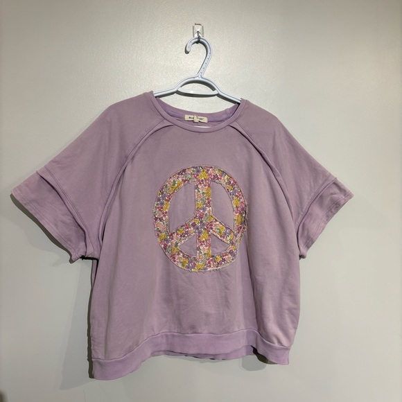 Blue Velvet Ash & Antler sweat shirt lilac Peace Patch - Picture 2 of 9
